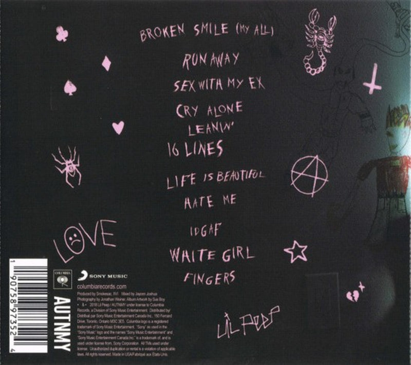 Lil Peep Come Over When You're Sober Pt. 2 CD Back