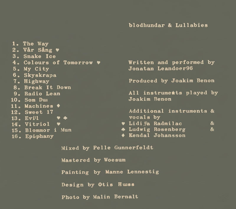 Jonatan Leandoer96 Blodhundar & Lullabies CD Back